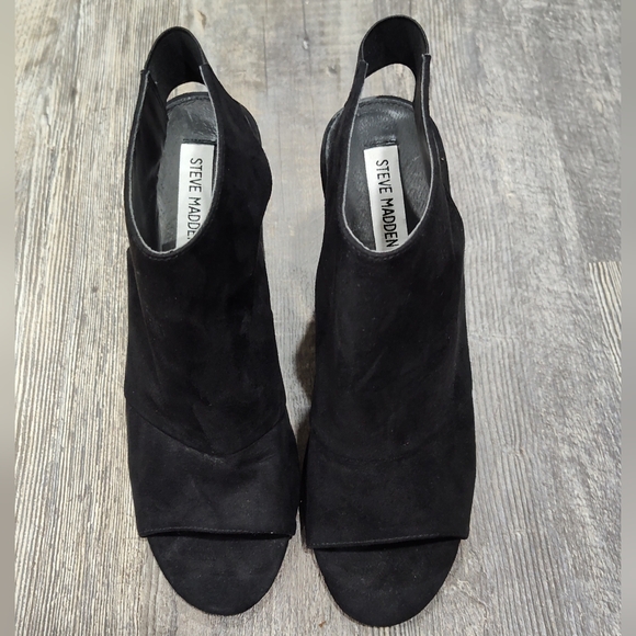 Steve Madden Shoes - Steve Madden Women's Suede Peep Toe Slingback Heels, Black, Size 9M